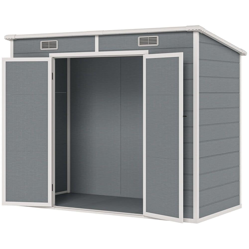 4.1 ft. W x 7.8 ft. D Metal Aluminum Outdoor Storage Shed with Floor for Backyard Patio Lawn, Gray (32.02 sq. ft. ) price history on PriceWatchPro