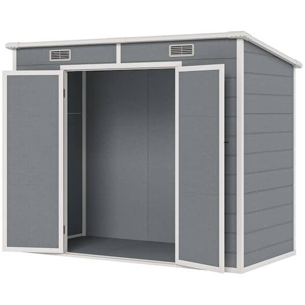 4.1 ft. W x 7.8 ft. D Metal Aluminum Outdoor Storage Shed with Floor for Backyard Patio Lawn, Gray (32.02 sq. ft.)