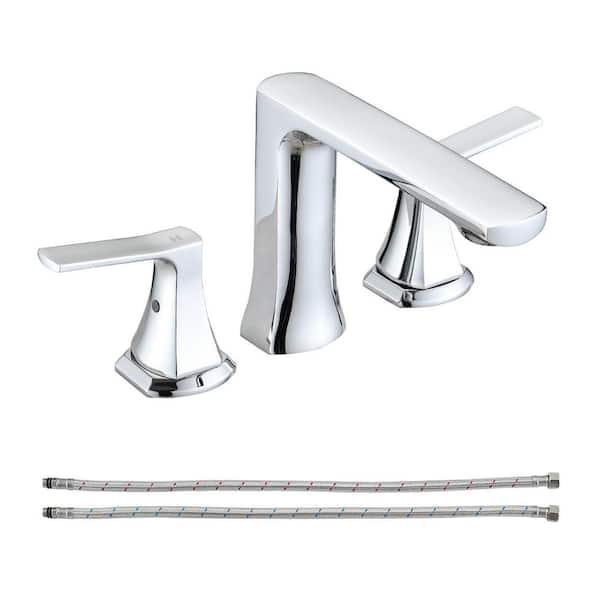 PROOX 8 in. Widespread Double-Handle Bathroom Faucet in Polished Chrome