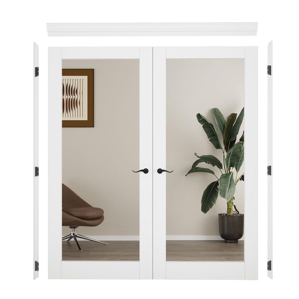 72 in. x 80 in. 1-Lite Mirrored Glass Solid Core White Primed Universal Double Prehung French Door with Assemble Jamb price history on PriceWatchPro