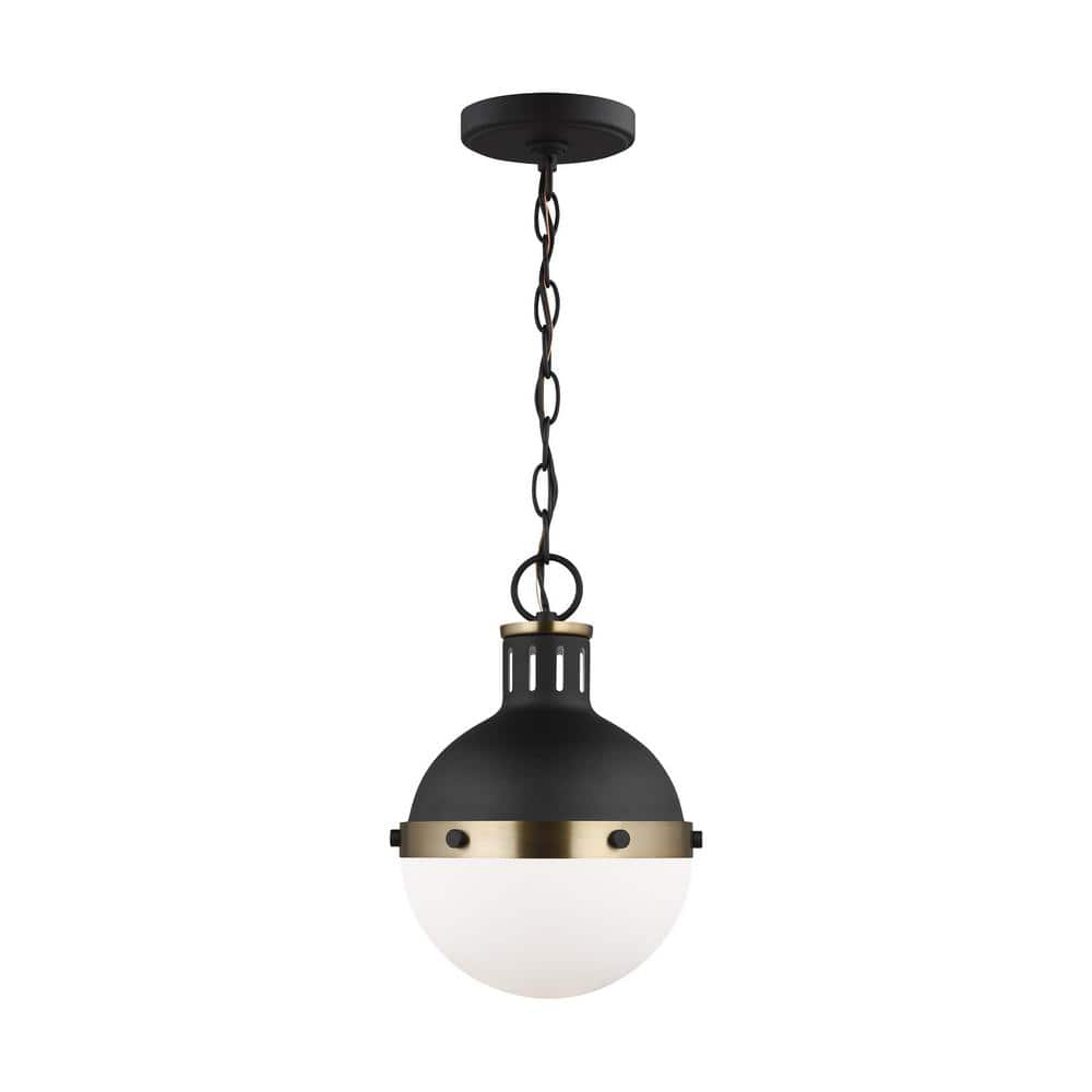 Generation Lighting Hanks 1-Light Midnight Black Globe Mini Pendant Light  with Smooth White Glass Shade 6177101-112 - The Home Depot