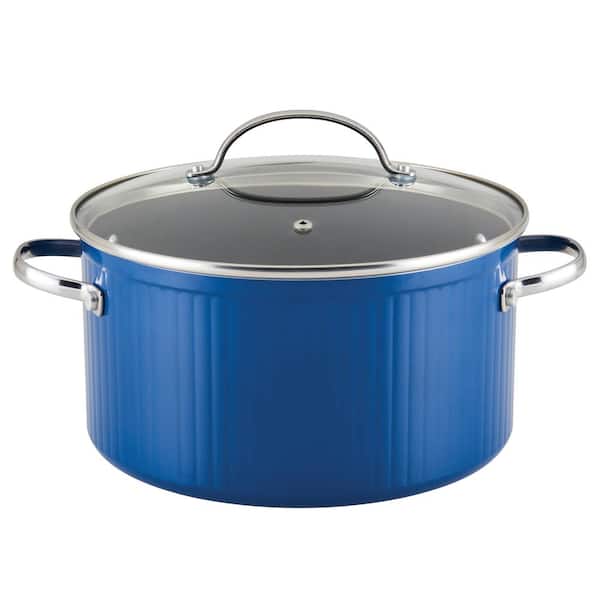 6 qt. Aluminum Nonstick in Blue Stockpot with Lid
