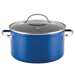 6 qt. Aluminum Nonstick in Blue Stockpot with Lid