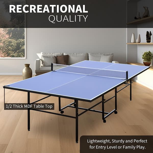 Zeus & Ruta 9 ft. Mid-Size Foldable Table Tennis Table Ping Pong