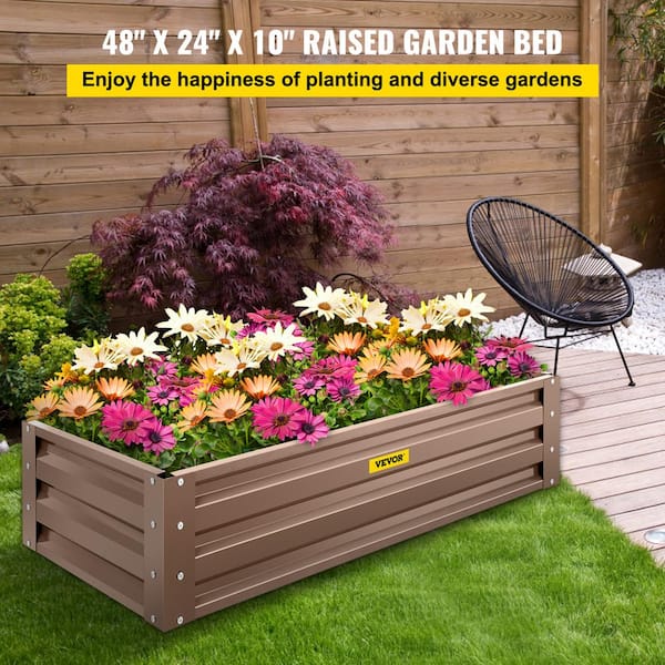 VEVOR 48 in. x 24 in. x 10 in. Raised Garden Bed Metal Planter Box