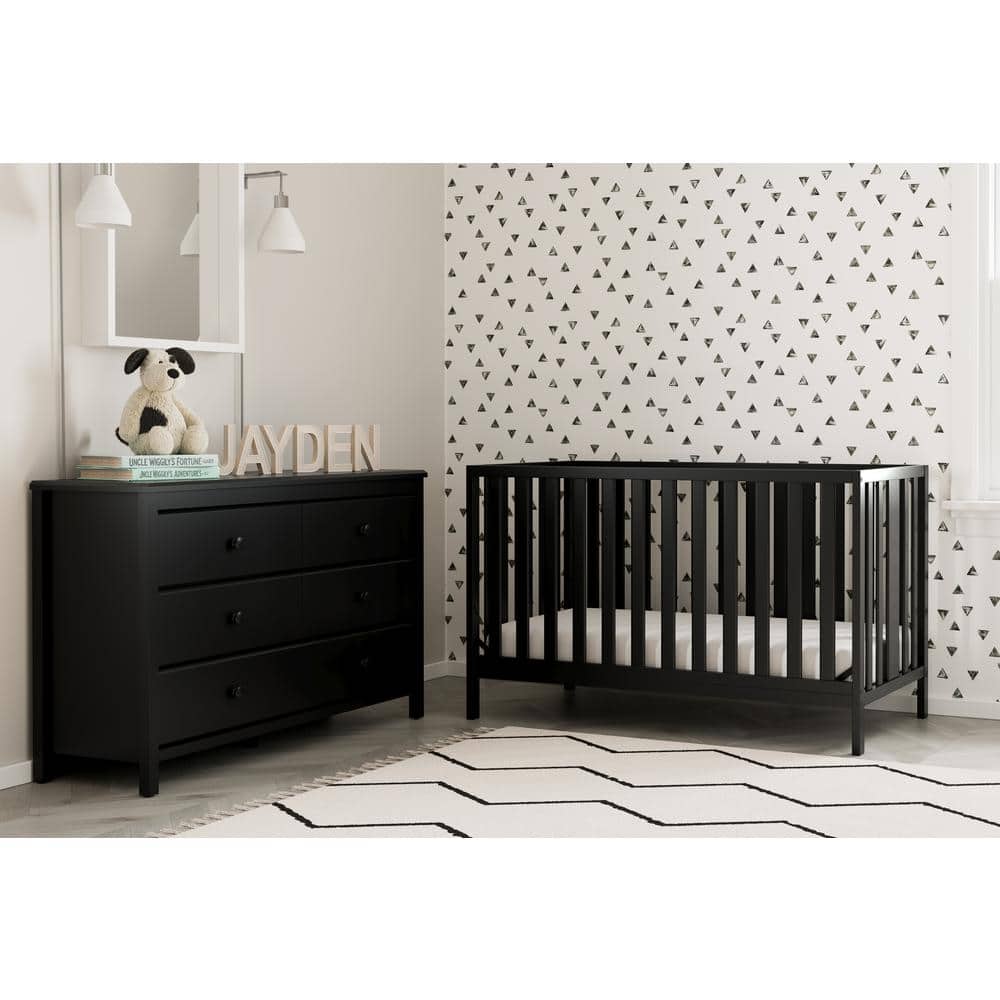 Alpine 6-Drawer Double Nursery Dresser in Black - GREENGUARD Certified