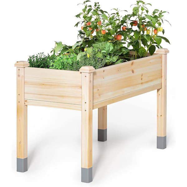 MIXC 32 in. x 16 in. x 29 in. Wood Raised Garden Bed with Linner ...