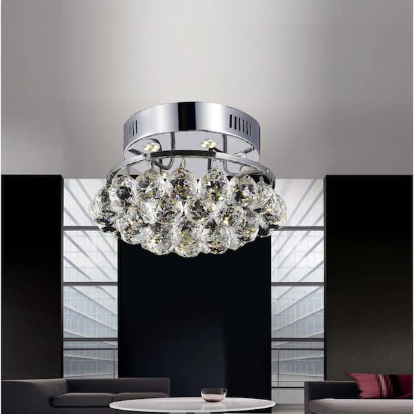 CWI Lighting Queen 3 Light Flush Mount With Chrome Finish