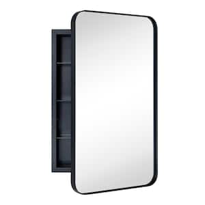 WH 16.5 in. W x 27.5 in. H Rectangular Stainless Steel Recessed Framed Medicine Cabinet with Mirror in Matt Black