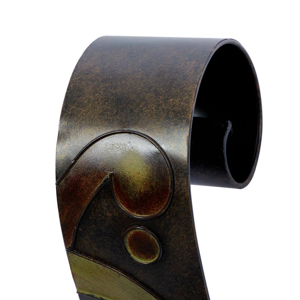 Bronze and Green Metal Abstract Wall Candle Holder Set