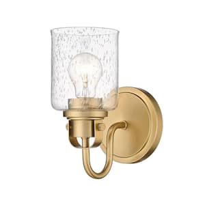 Kinsley 5.25 in 1-Light Heirloom Gold Wall Sconce with Clear Seeded Glass Shade