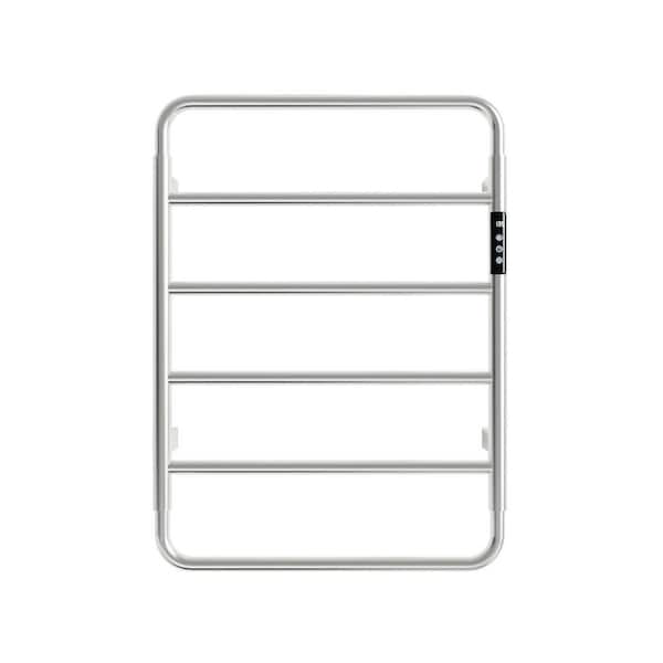 6-Bar Wall Mounted Plug in and Hardwire Electric Towel Warmer in Brushed Nickel Stainless Steel