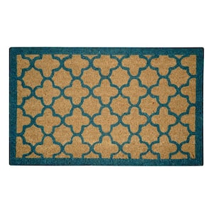 Blue Quatrefoil 18 in. x 30 in. Coir Door Mat