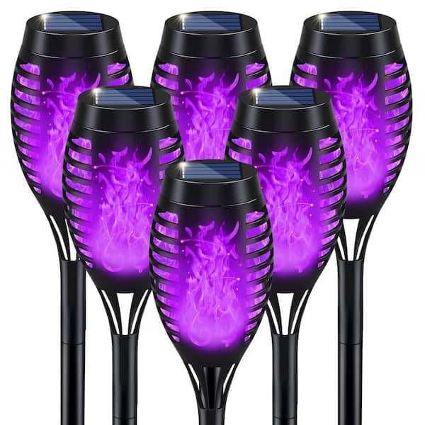 Waterproof Solar Light with Flickering Flame for Garden Decor, Purple