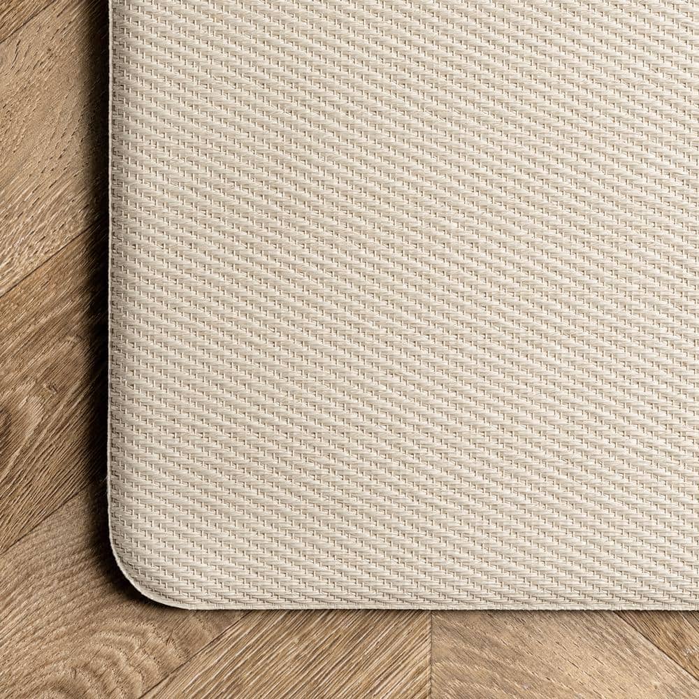 Ivory Braided Non-Slip Synthetic Comfort Mat, 31x19