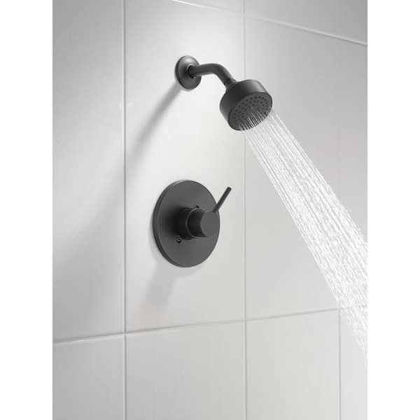 Modern Cylindrical 1-Handle Wall Mount Shower Only Trim Kit in Matte Black (Valve Not Included)