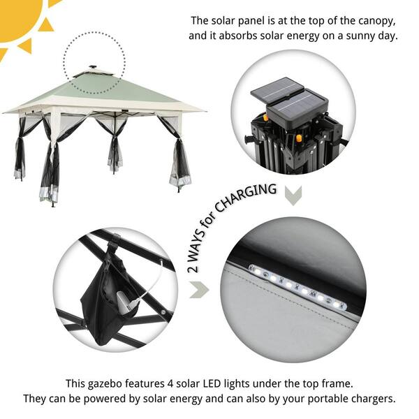 JUJABU 13 ft. x 13 ft. Olive Instant Pop Up Gazebo Canopy Tent
