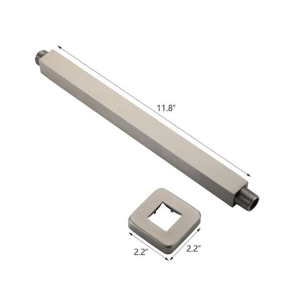 11.8 in. Stainless Steel Square Ceiling Mount Shower Arm with Flange in Brushed Nickel