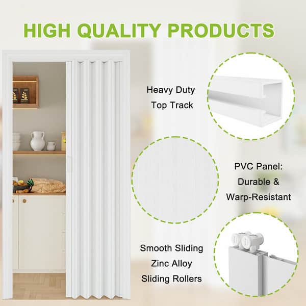 ARK DESIGN 96 in. x 80 in. White Vinyl PVC Double Layer Accordion