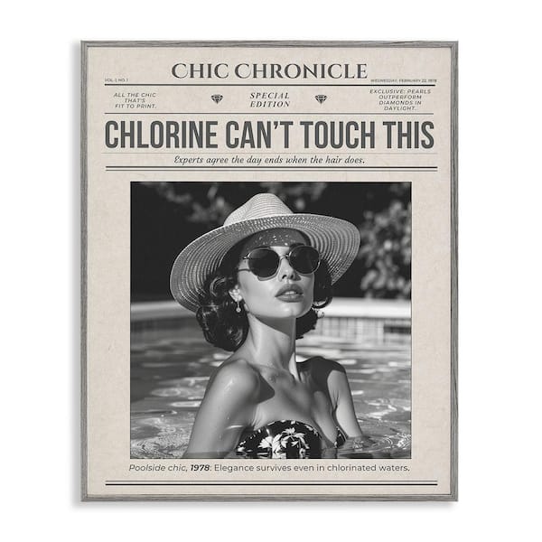 Chic Chronical Vintage Magazine by A Barefoot Stylist Gray Framed Giclee Culture Art Print 14 in. x 11 in.