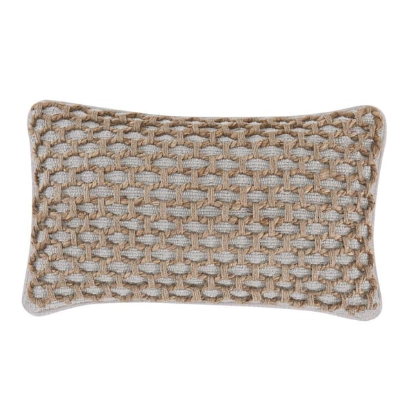 Boho Living Jada Geometric Gray 12 in. x 20 in. Braided Jute Decorative Throw Pillow