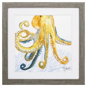 23 in. X 23 in. Woodtoned Frame Sea Creature Octopus Art Print