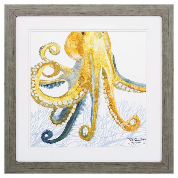 HomeRoots Victoria Sea Creature Octopus 1 Piece Framed Animal Art Print 23 in. x 23 in.
