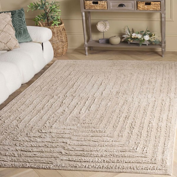 Easy Care Sage 3 ft. x 5 ft. Machine Washable High-Low Solid Striped Area Rug