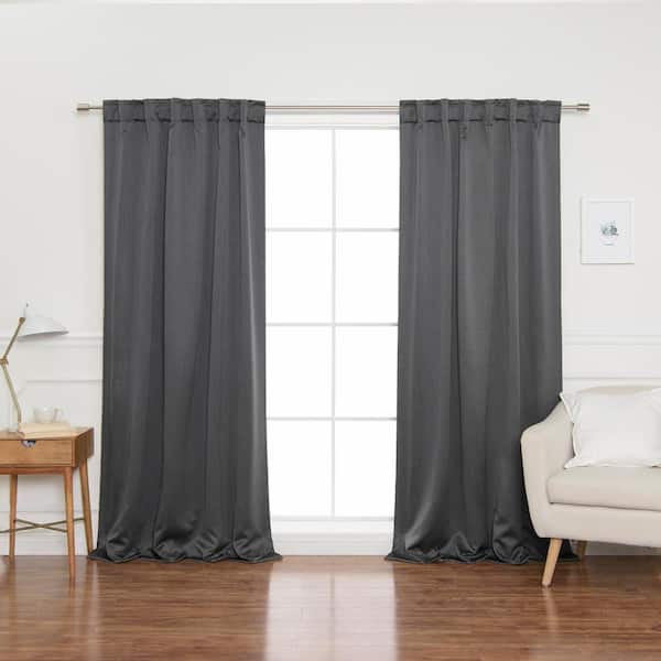 Best Home Fashion Dark Grey Back Tab Blackout Curtain - 52 in. W x 84 in. L (Set of 2)