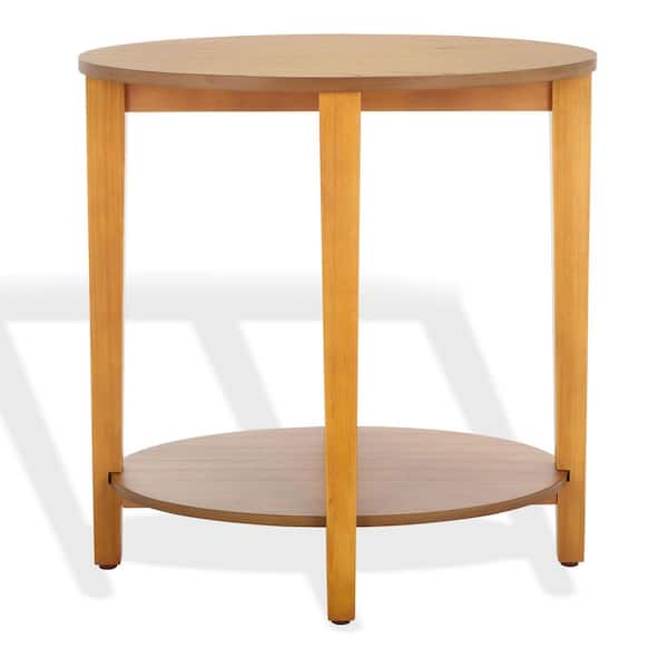 SAFAVIEH Leonardi 23.5 in. Natural Round Wood End Table SFV1321B