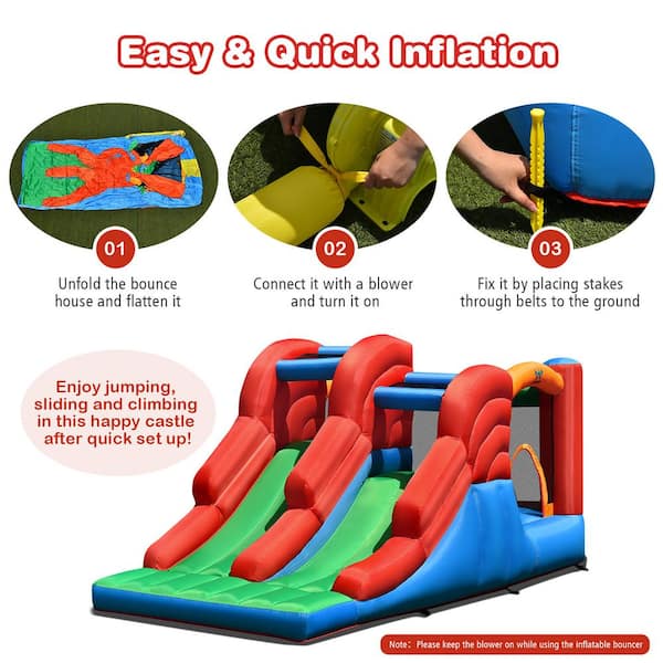 Costway Inflatable Bounce House Kids Bouncy Jumping Castle with Dual Slides  and 480-Watt Blower NP10370US - The Home Depot