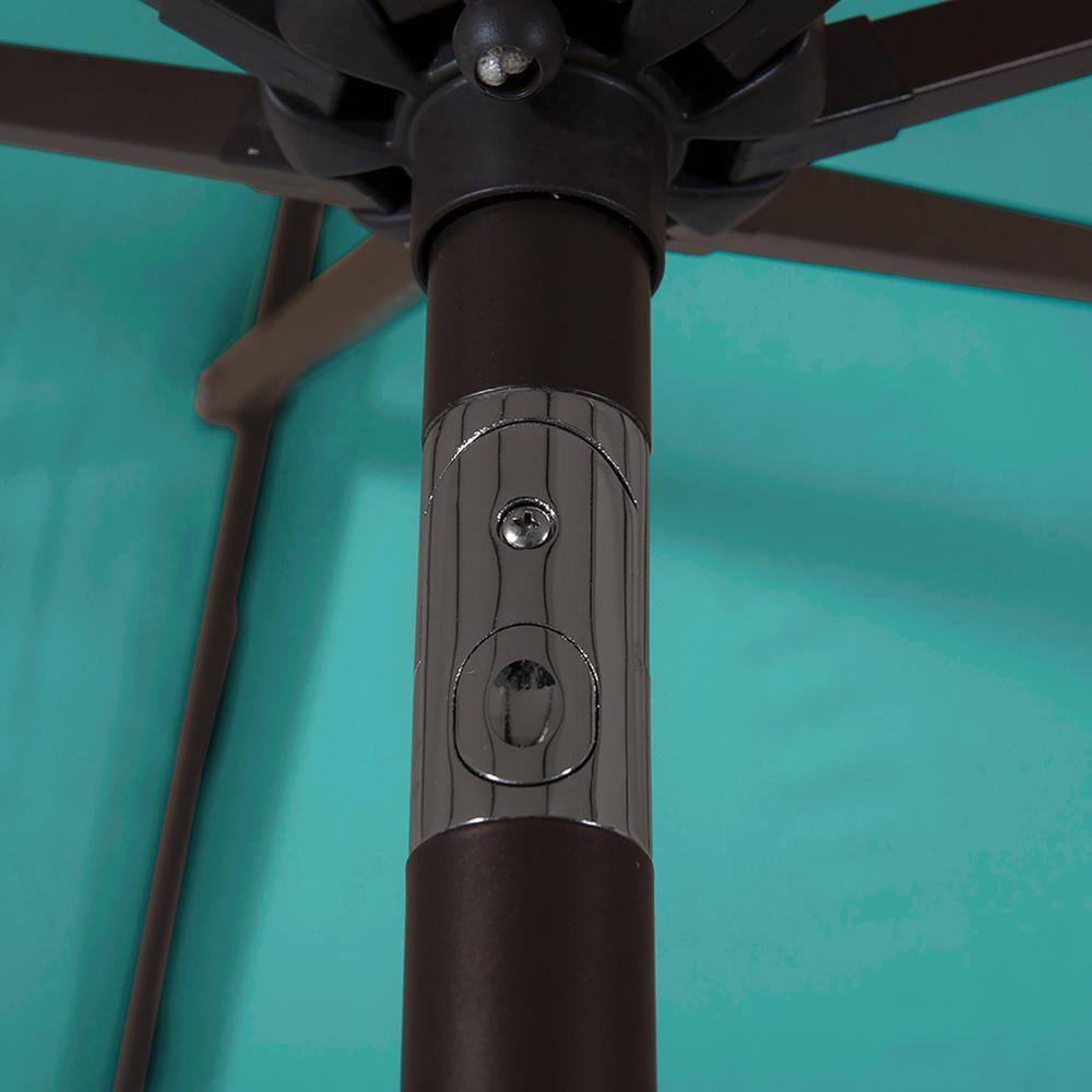 Turquoise 9-Foot Steel Patio Umbrella with Bronze Base
