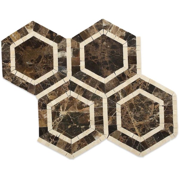 Ivy Hill Tile Zeta Crema Marfil and Dark Emperador Polished Marble Tile - 6 in. x 6 in. Tile Sample