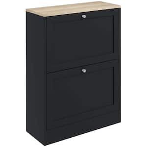 Slim Shoe Cabinet for Entryway, Modern Hidden Shoe Storage Cabinet with 2 Flip Drawers and Adjustable Shelves