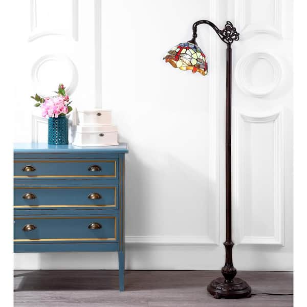 Dragonfly Tiffany-Style 60 in. Arched Bronze Floor Lamp