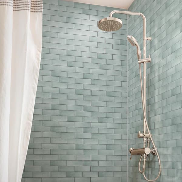 Coco Glossy Blue Grass 2 in. x 5-7/8 in. Porcelain Wall Tile (5.94 sq. ft./Case)