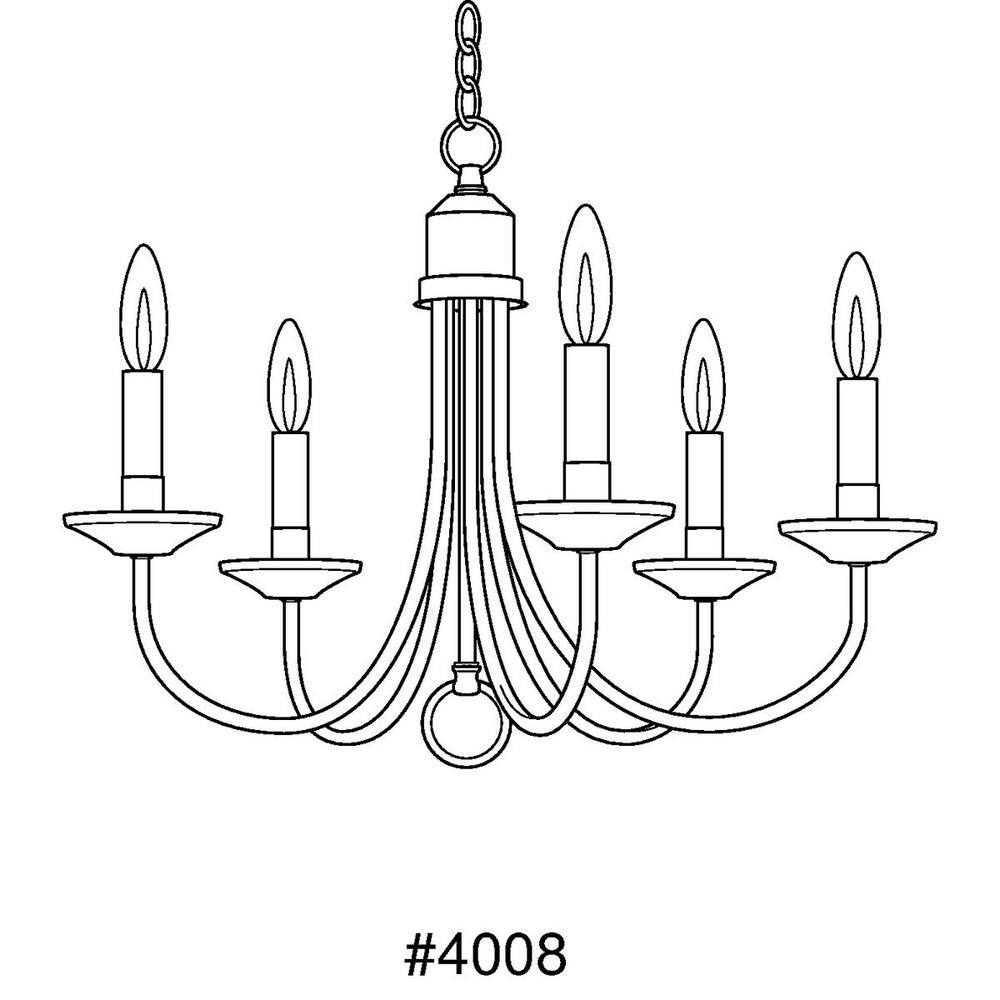 Trinity Textured Black 5-Light Chandelier with White Candle Covers