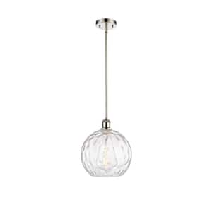 Athens Water Glass 60-Watt 1 Light Polished Nickel Shaded Mini Pendant Light with Clear glass Clear Glass Shade