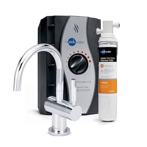 Indulge Modern Instant Hot Water Dispenser Tank w/ Standard Filtration System & 2-Handle 9.25 in. Faucet in Chrome