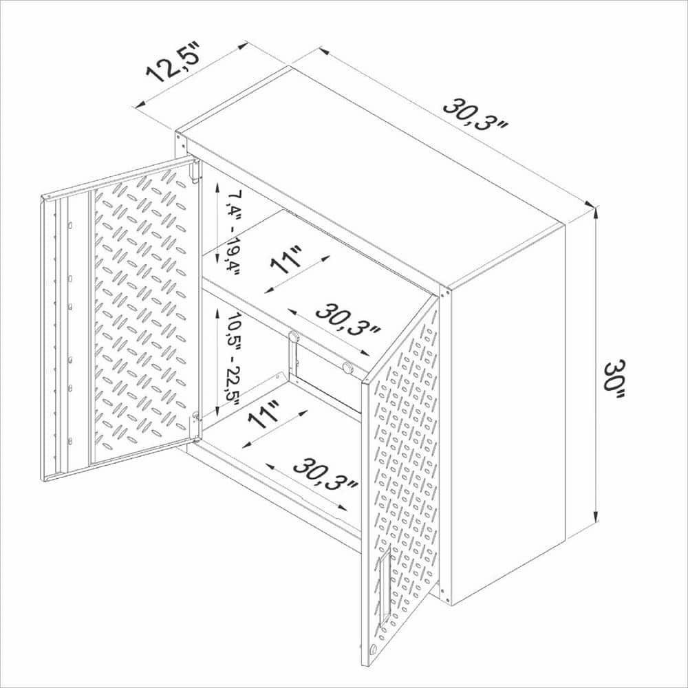 Gray Steel Lockable Wall Cabinet with Adjustable Shelving