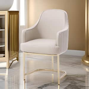 Gray and Gold Leather Metal Frame Dining Chair