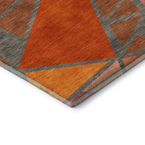 Mayfield Premium Machine Washable Abstract AMF1039 Rust 2 ft. 3 in. x 7 ft. 6 in. Runner Rug