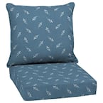 24 in. x 22.5 in. Blue Ditsy Floral 2-Piece Deep Seating Outdoor Lounge Chair Cushion