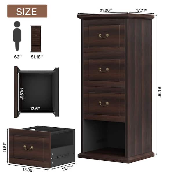 Dark brown filing cabinet discount
