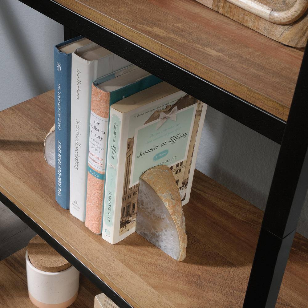 North Avenue Tall 4-Shelf Sindoori Mango and Black Metal Bookcase