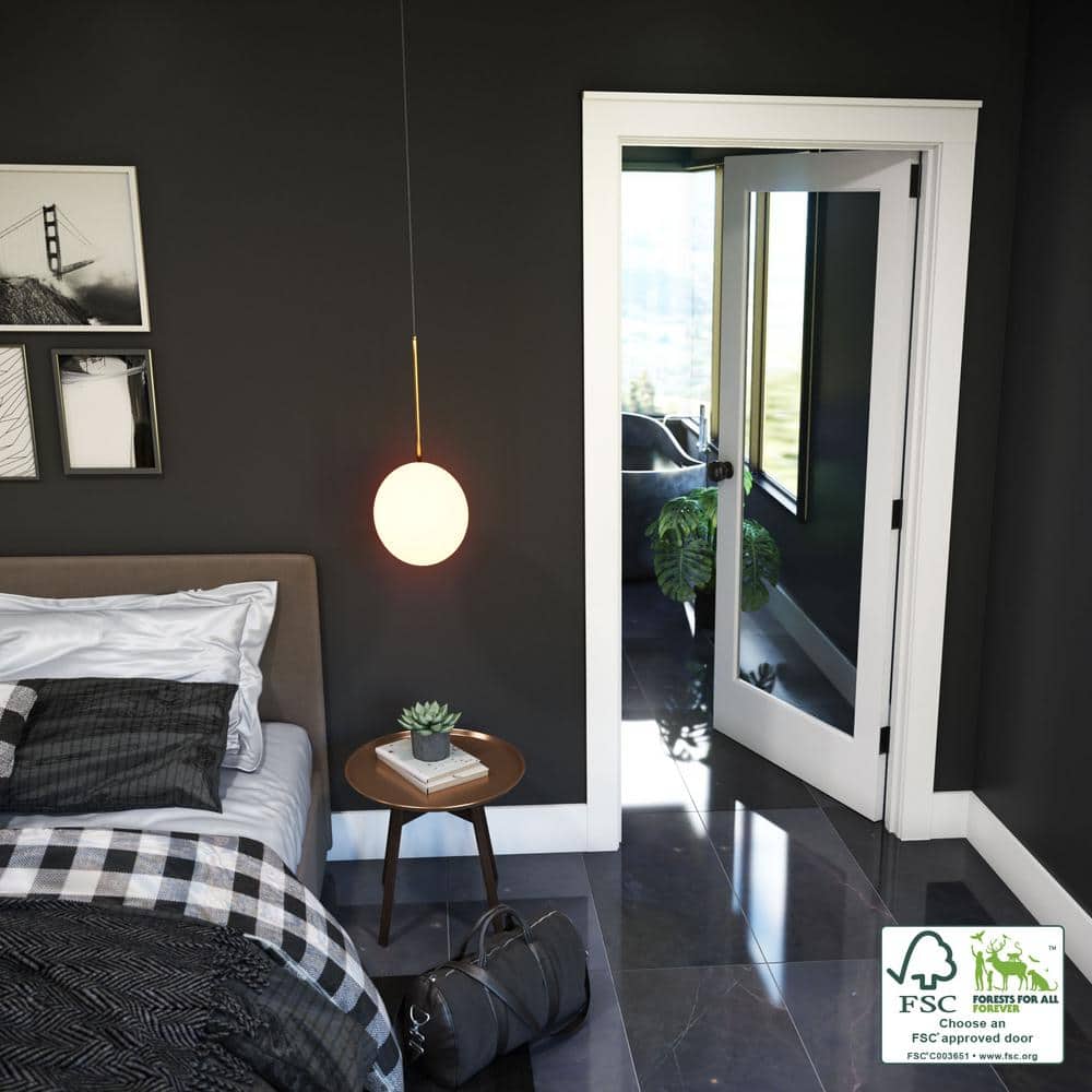 80" x 30" White Pine 1-Lite French Door with Clear Glass