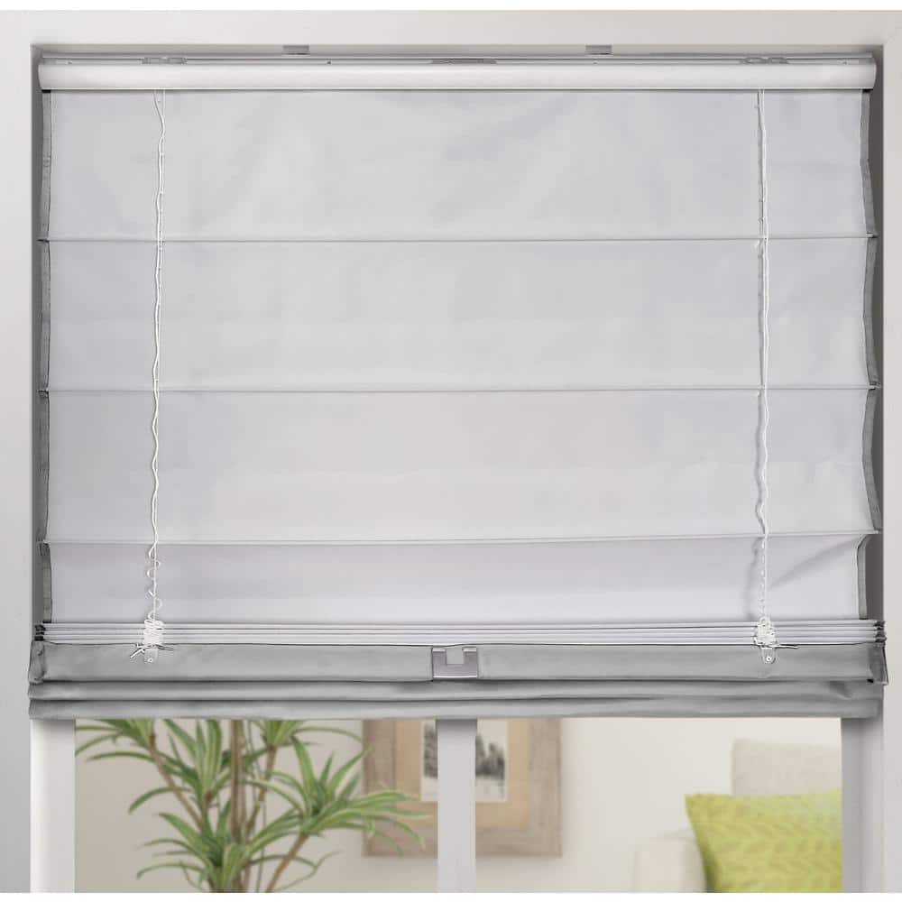 Light Gray Cordless Fabric Blackout Roman Shade 31.5"W x 60"L
