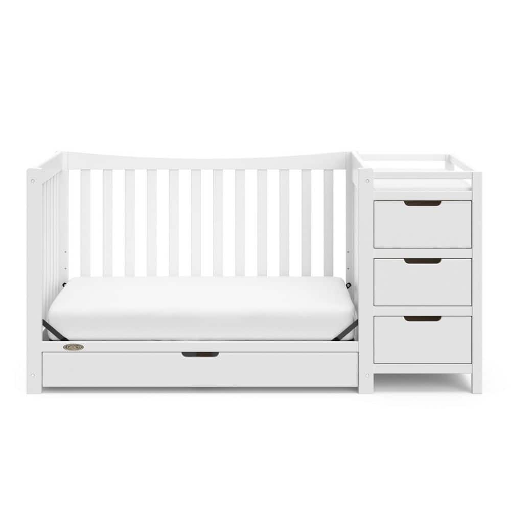 White Pine 4-in-1 Convertible Crib with Changer and Drawer