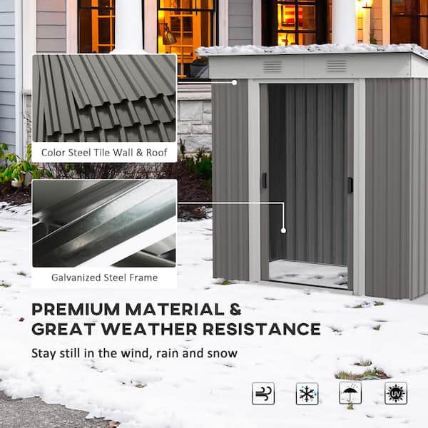 Outsunny 6 ft. W x 4 ft. D Metal Shed with Double Door (24 Sq. Ft
