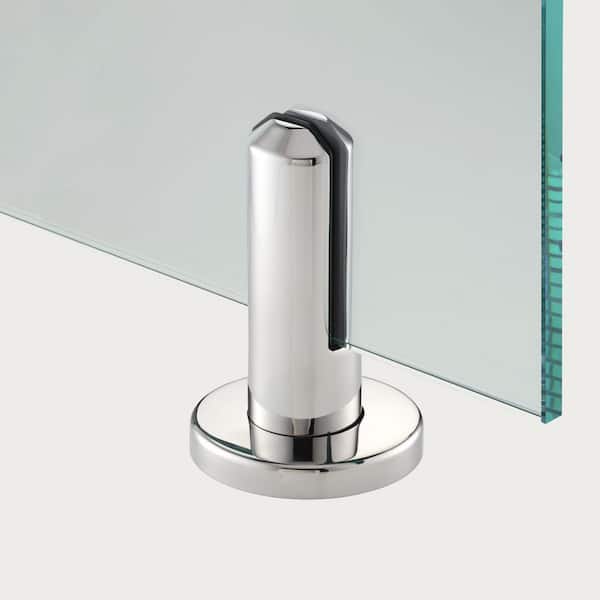 3.8 in. in Diameter x 6.4 in. H Chrome Stainless Steel Round Baseplate Glass Railing Spigot for 1/2 in. Glass Thickness